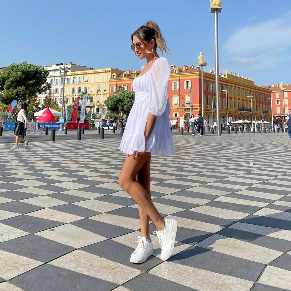🛑 SOLD 🛑White Puff-Sleeve Mini Dress